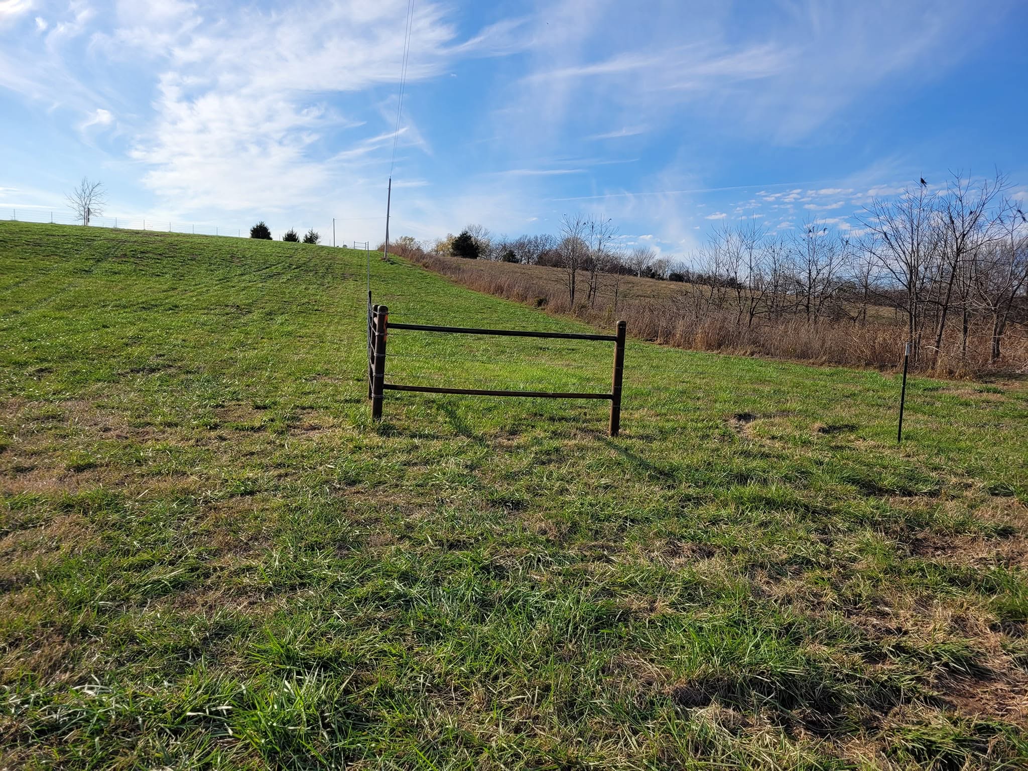 Pipe gate in an open pasture