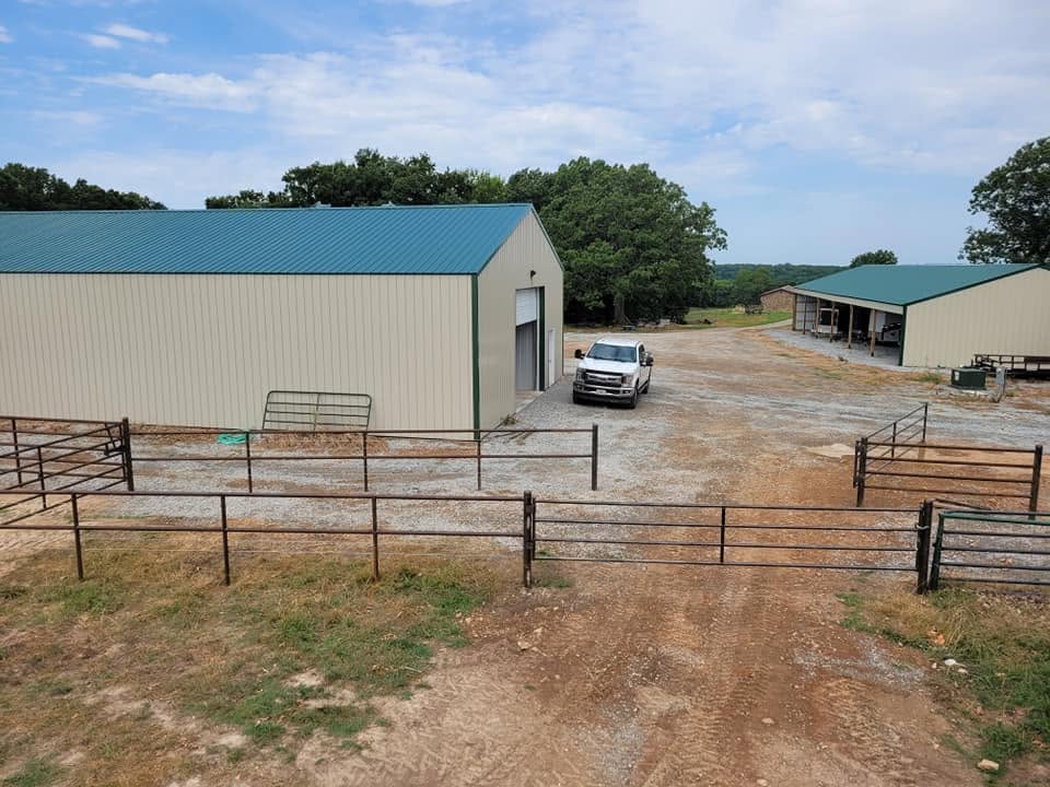 Pipe pens viewed from the barn