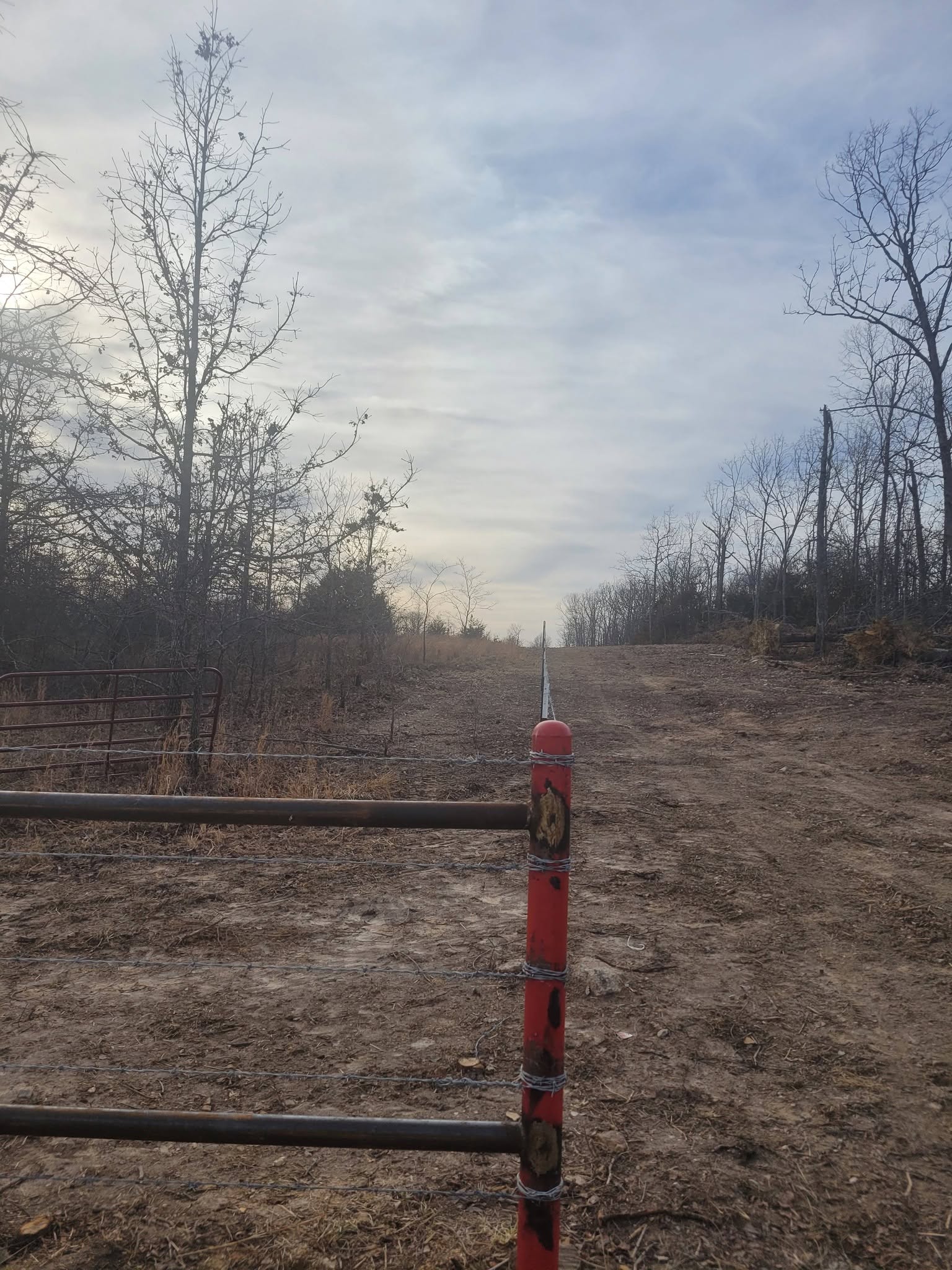 Fence line running through the field